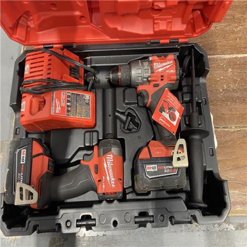 AS-IS MILWAUKEE M18 FUEL 18V Lithium-Ion Brushless Cordless Hammer Drill and Impact Driver Combo Kit (2-Tool) with 2 Batteries