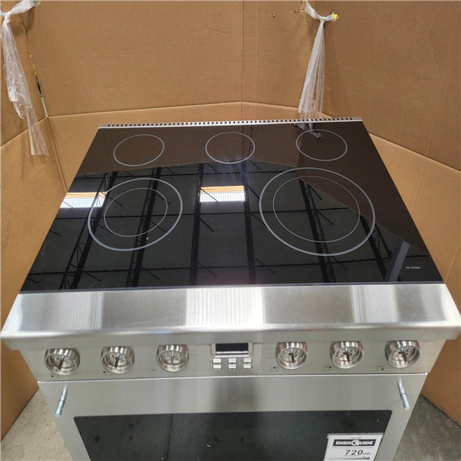 CALIFORNIA AS-IS STELLARI 36 IN. 5-BURNER ELEMENTS 6.3 CU FT. FREESTANDING ELECTRIC RANGE