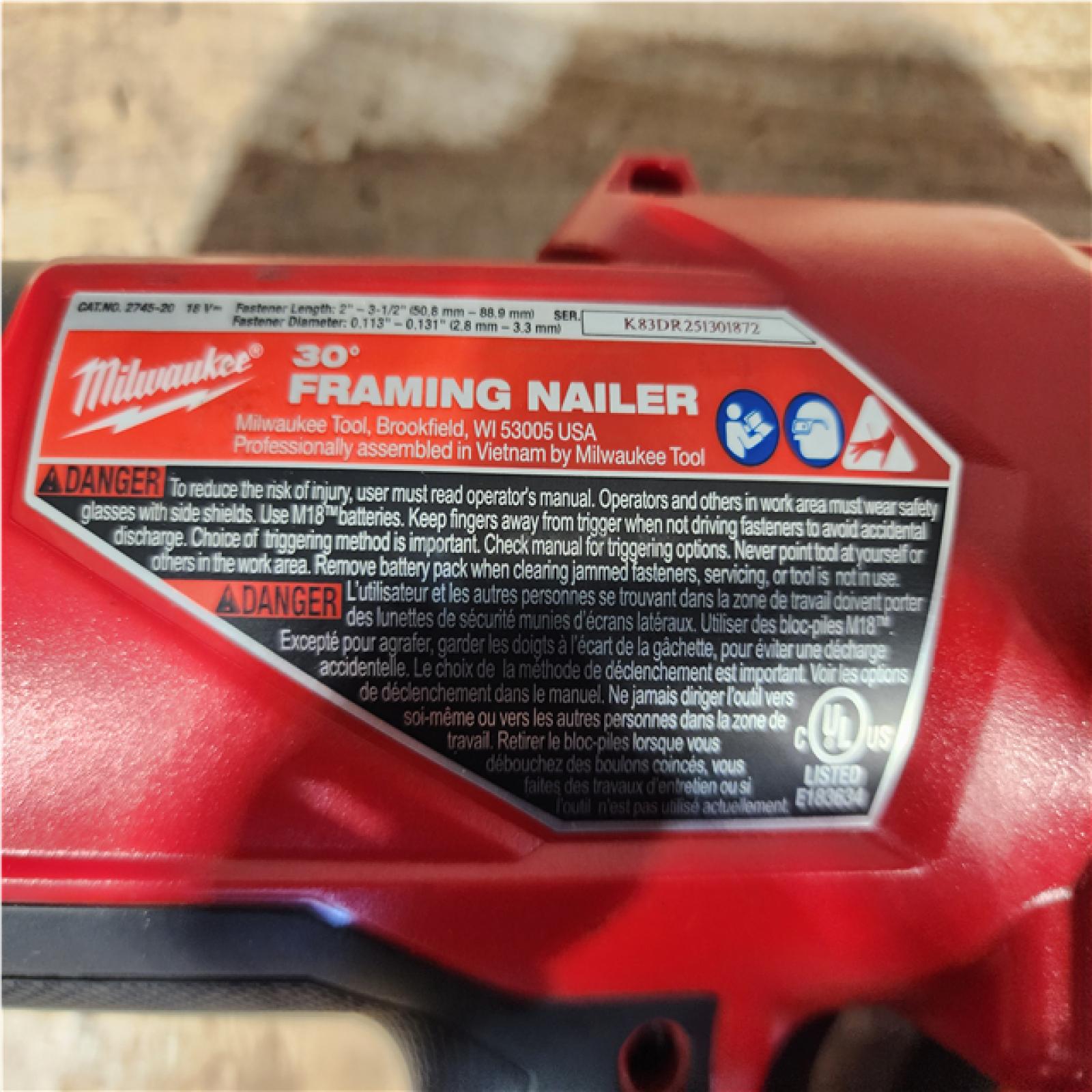HOUSTON LOCATION - AS - IS Milwaukee FUEL 3-1/2 in. 18-Volt 30-Degree Lithium-Ion Brushless Cordless Framing Nailer (Tool-Only)