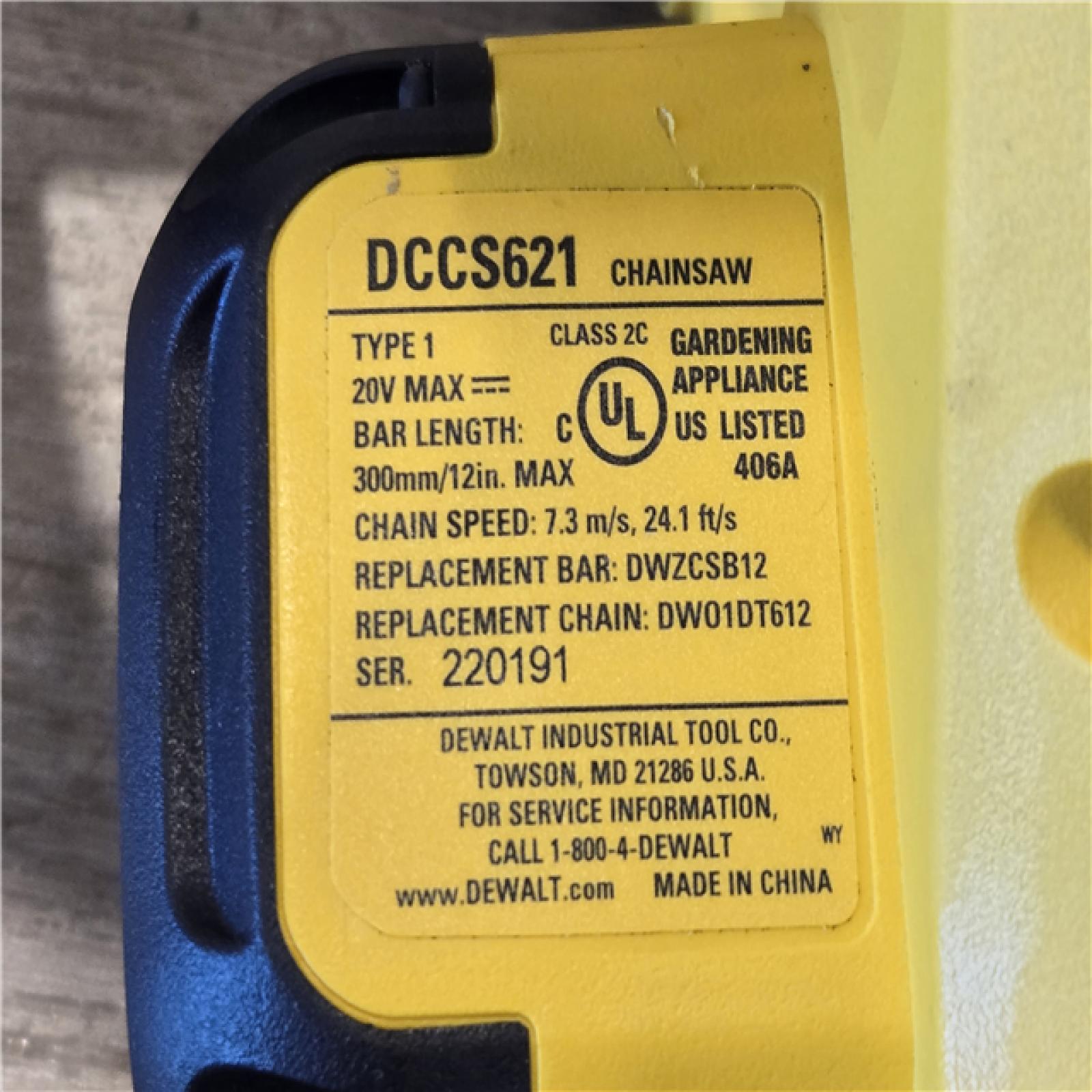 AS-IS DEWALT 20V MAX 12 in. Cordless Chainsaw (Tool Only)