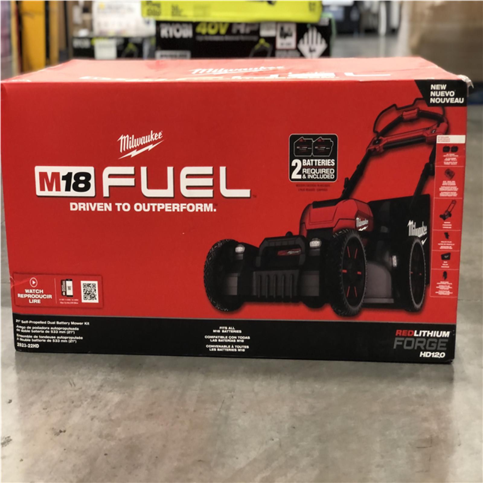 DALLAS LOCATION - NEW! Milwaukee M18 FUEL Brushless Cordless 21 in. Walk Behind Dual Battery Self-Propelled Mower w/(2) 12.0Ah FORGE Battery and Charger