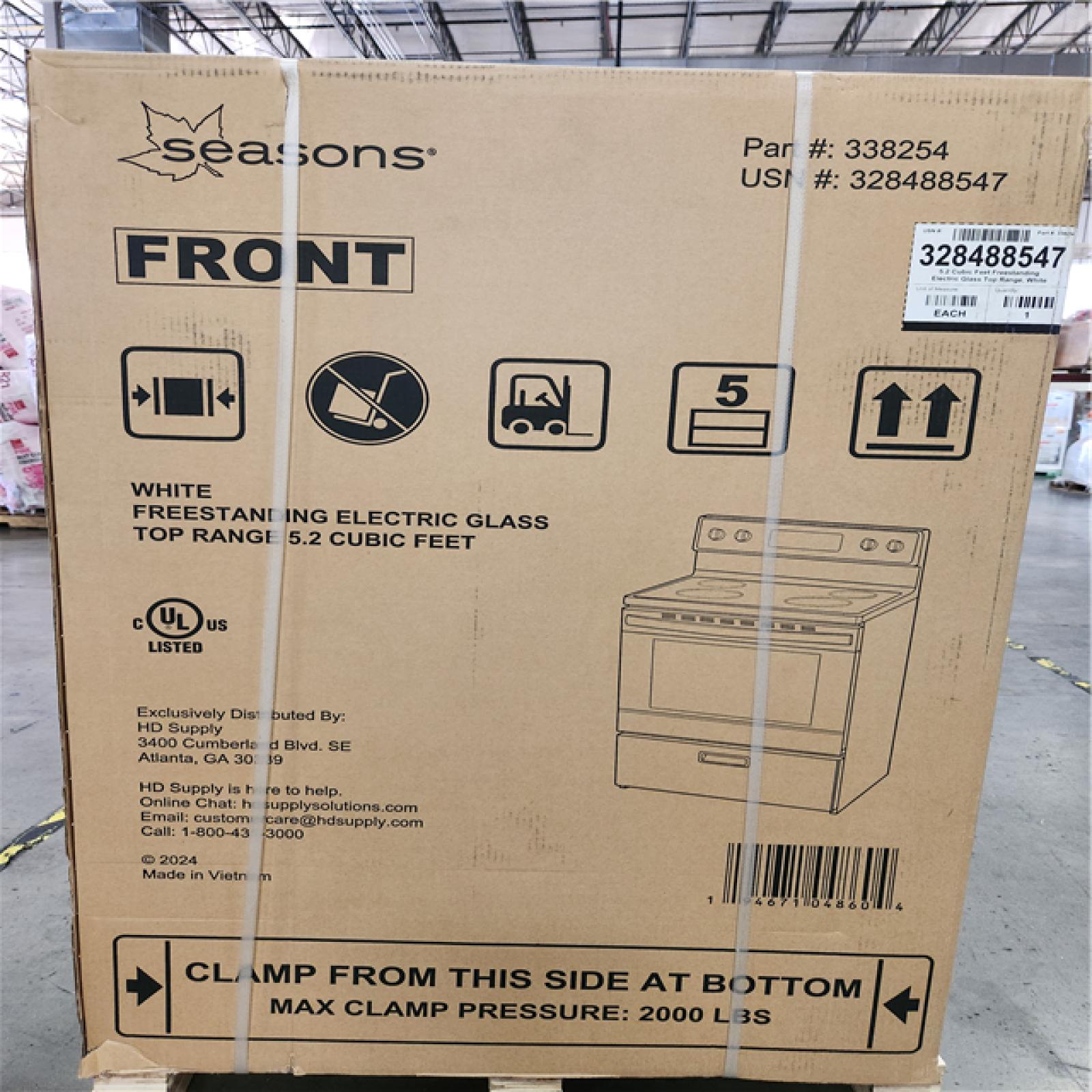 Phoenix NEW Seasons White Freestanding Electric Glass Top Range 5.2 Cubic Feet