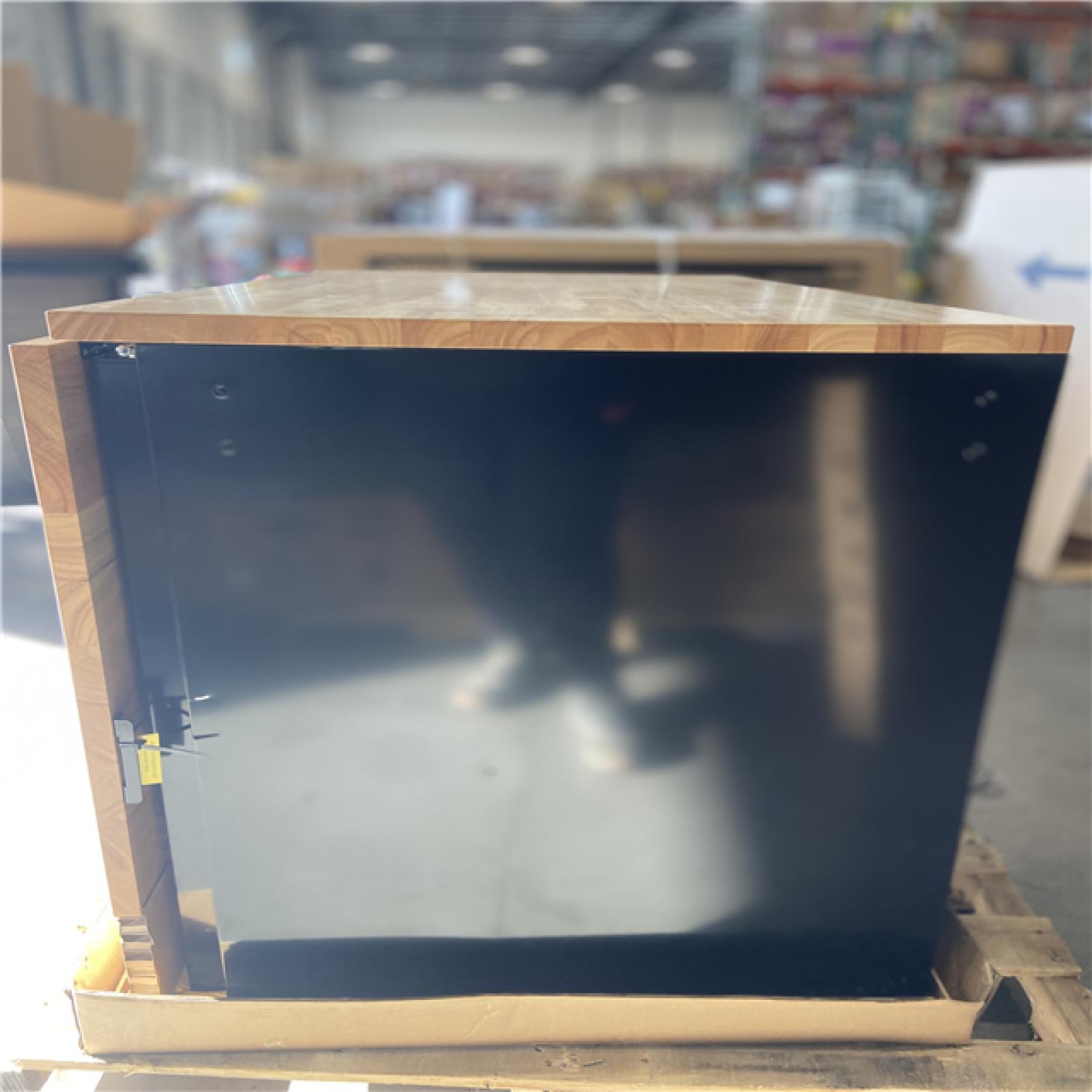DALLAS LOCATION - Husky Tool Storage 46 in. W x 51 in. D Standard Duty Black Mobile Workbench Cabinet with Solid Top Full Length Extension Table