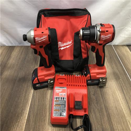 AS-IS Milwaukee M18 18V Lithium-Ion Brushless Cordless Compact Drill/Impact Combo Kit