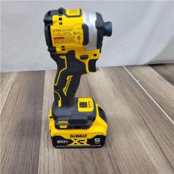 AS-IS DEWALT ATOMIC 20V MAX Lithium-Ion Cordless 1/4 in. Brushless Impact Driver Kit, 5 Ah Battery, Charger, and Bag