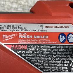 AS-IS Milwaukee FUEL 18-Volt Lithium-Ion Brushless Cordless Gen II 15-Gauge Angled Finish Nailer (Tool-Only)