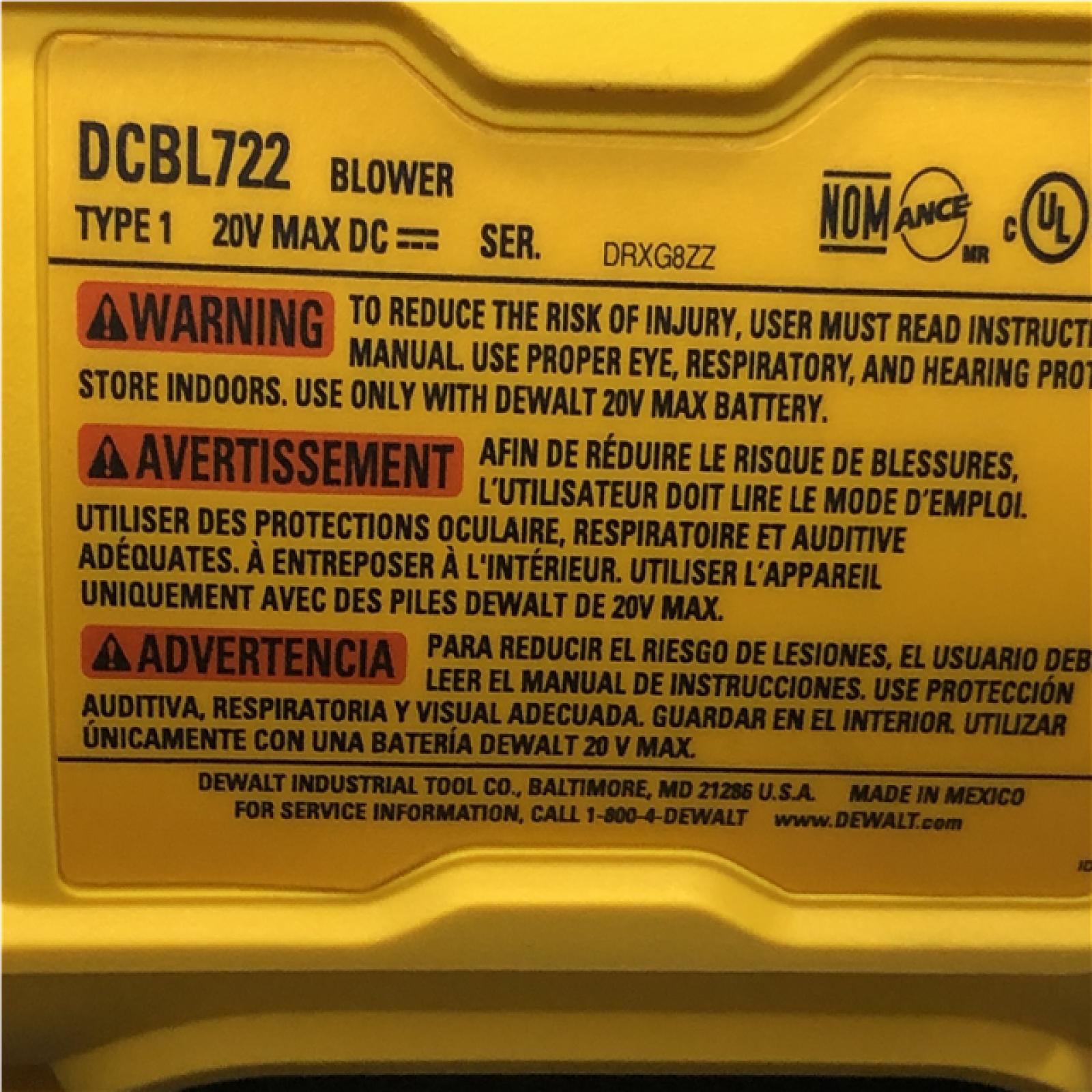 AS-IS DeWalt DCBL722P1 Blower Brushless W/5ah Pk 20v