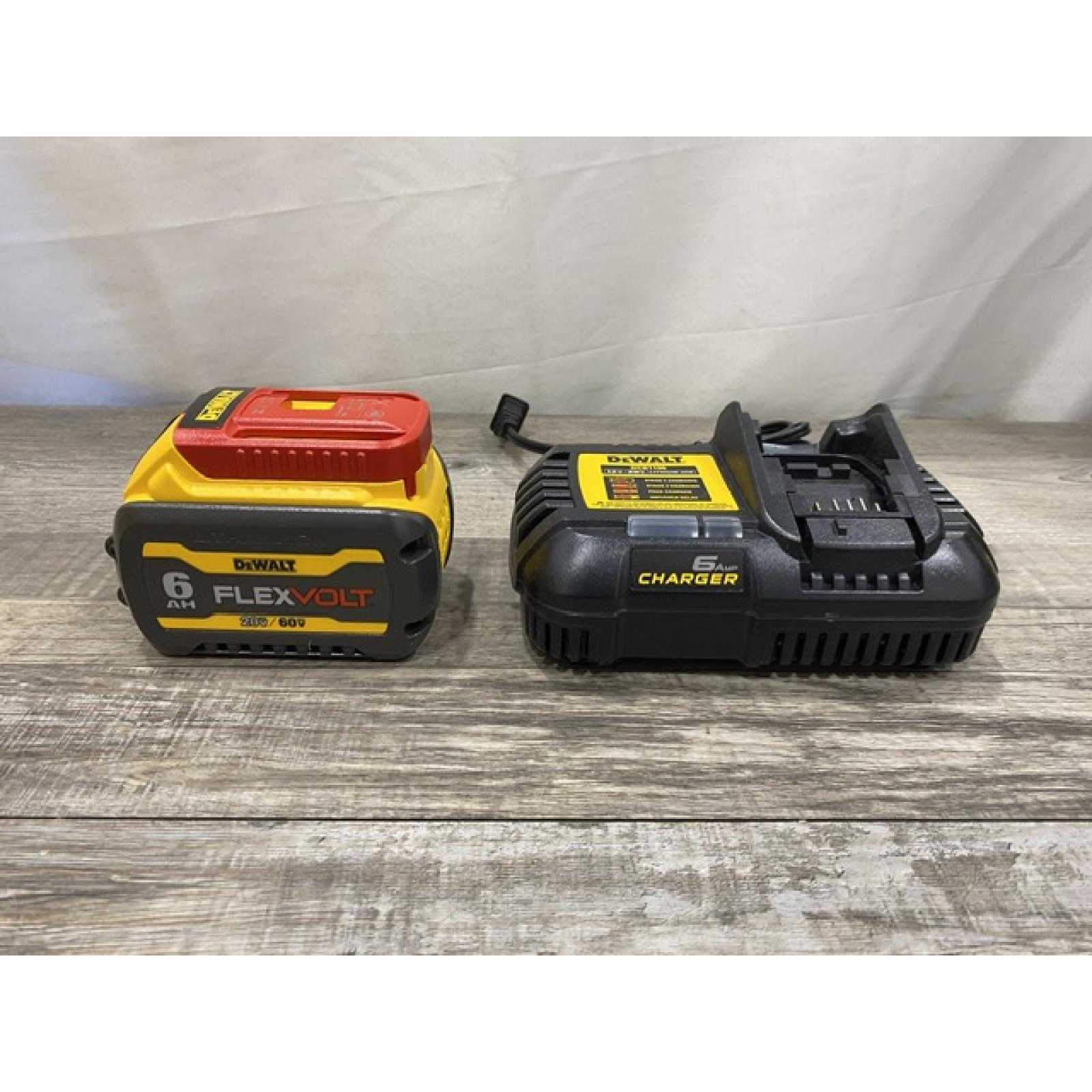 AS-IS DEWALT FLEXVOLT 20V/60V MAX Lithium-Ion 6.0Ah Battery Pack with 6 Amp Output Charger