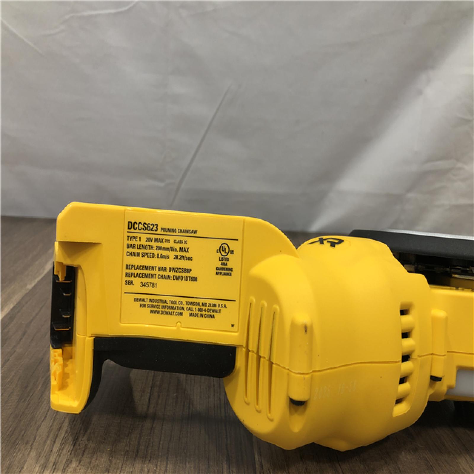 AS-IS DEWALT 20V MAX 8 in. Brushless Cordless Battery Powered Pruning Chainsaw (Tool Only)