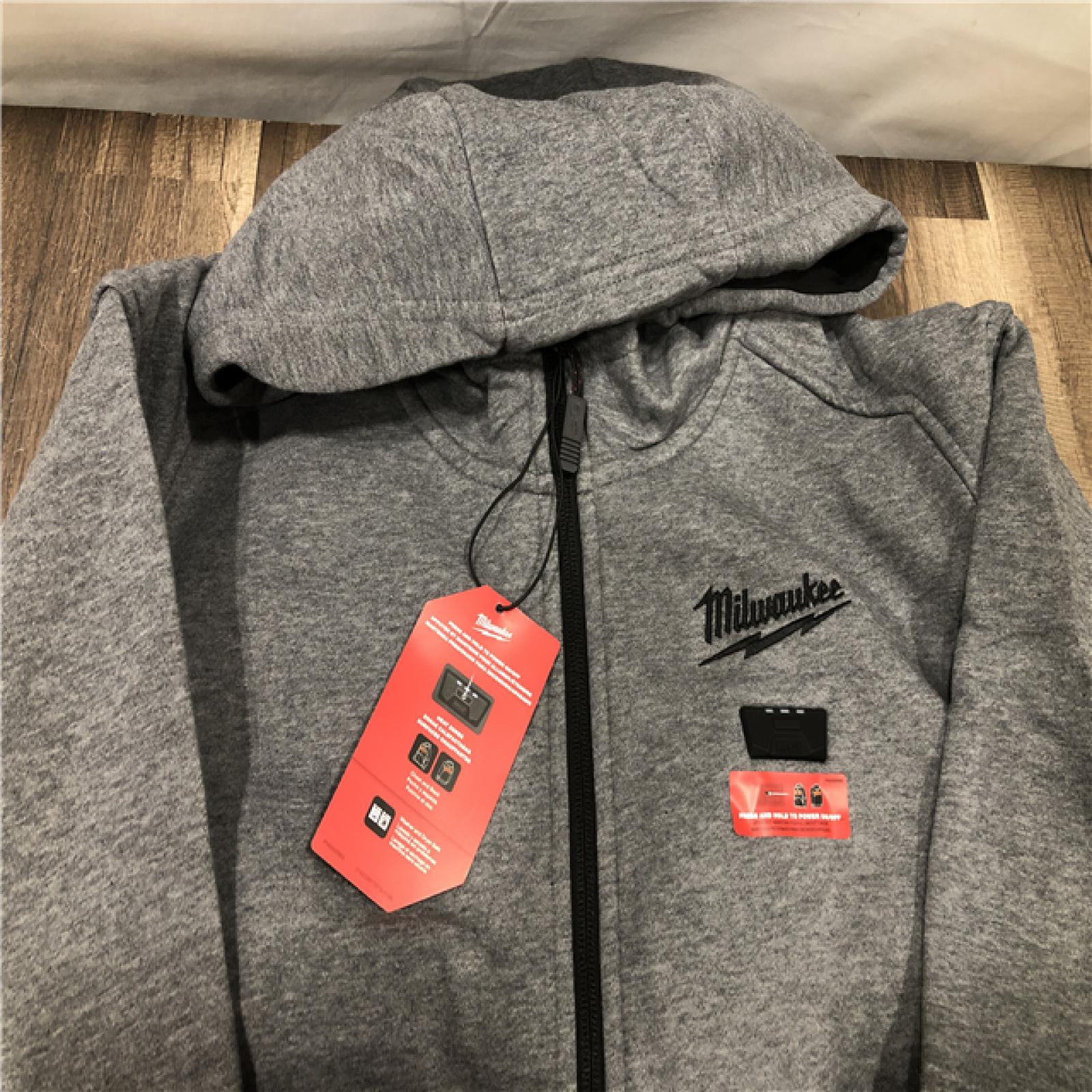 AS-IS Milwaukee Men's Large 12-Volt Lithium-Ion Cordless Gray Heated Jacket Hoodie Kit