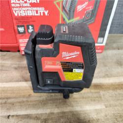 HOUSTON LOCATION - AS-IS Milwaukee 100 ft. REDLITHIUM Lithium-Ion USB Green Rechargeable Cross Line Laser Level with Charger