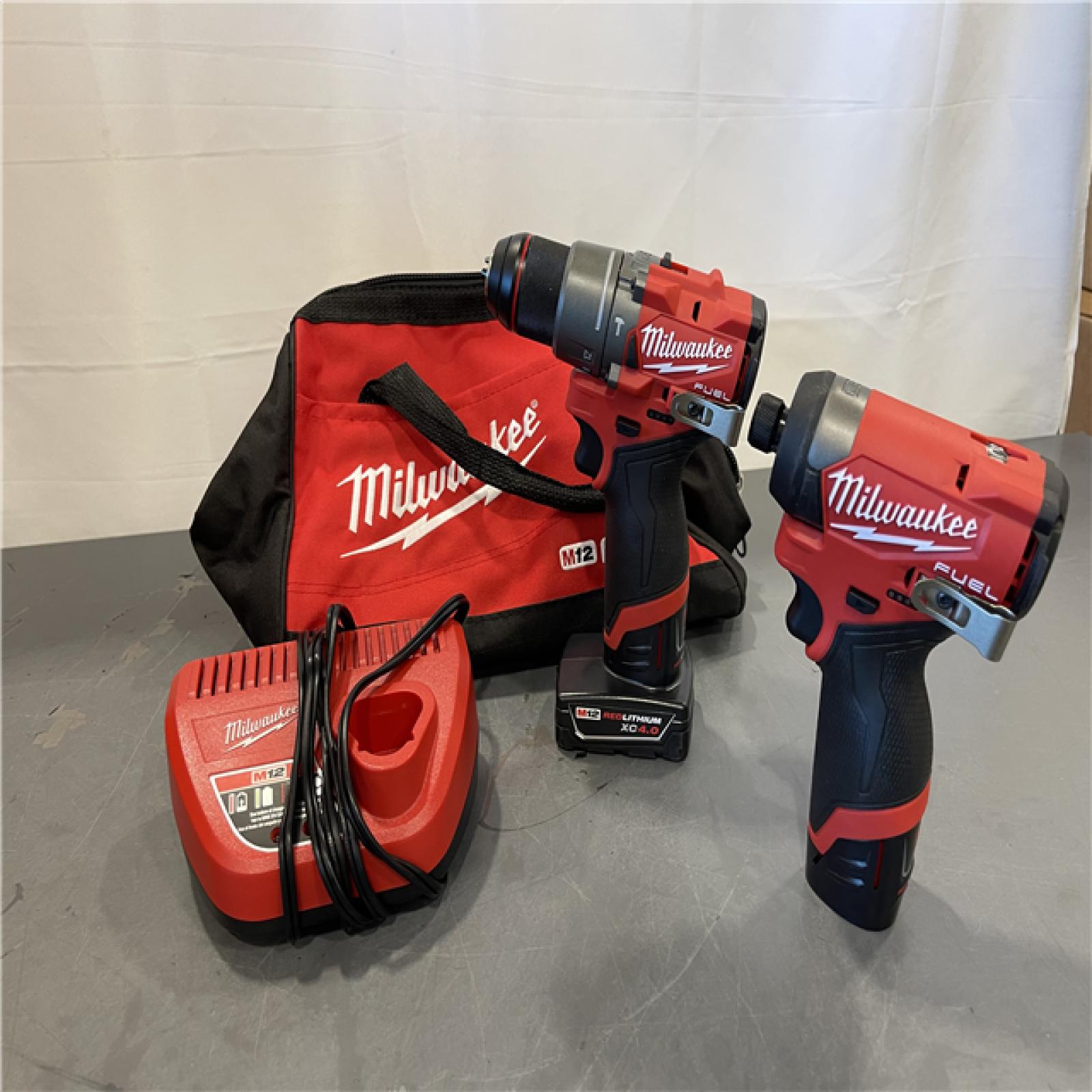 AS-IS - Milwaukee 12V Brushless Hammer Drill and Impact Driver Combo Kit