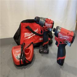 AS-IS - Milwaukee 12V Brushless Hammer Drill and Impact Driver Combo Kit