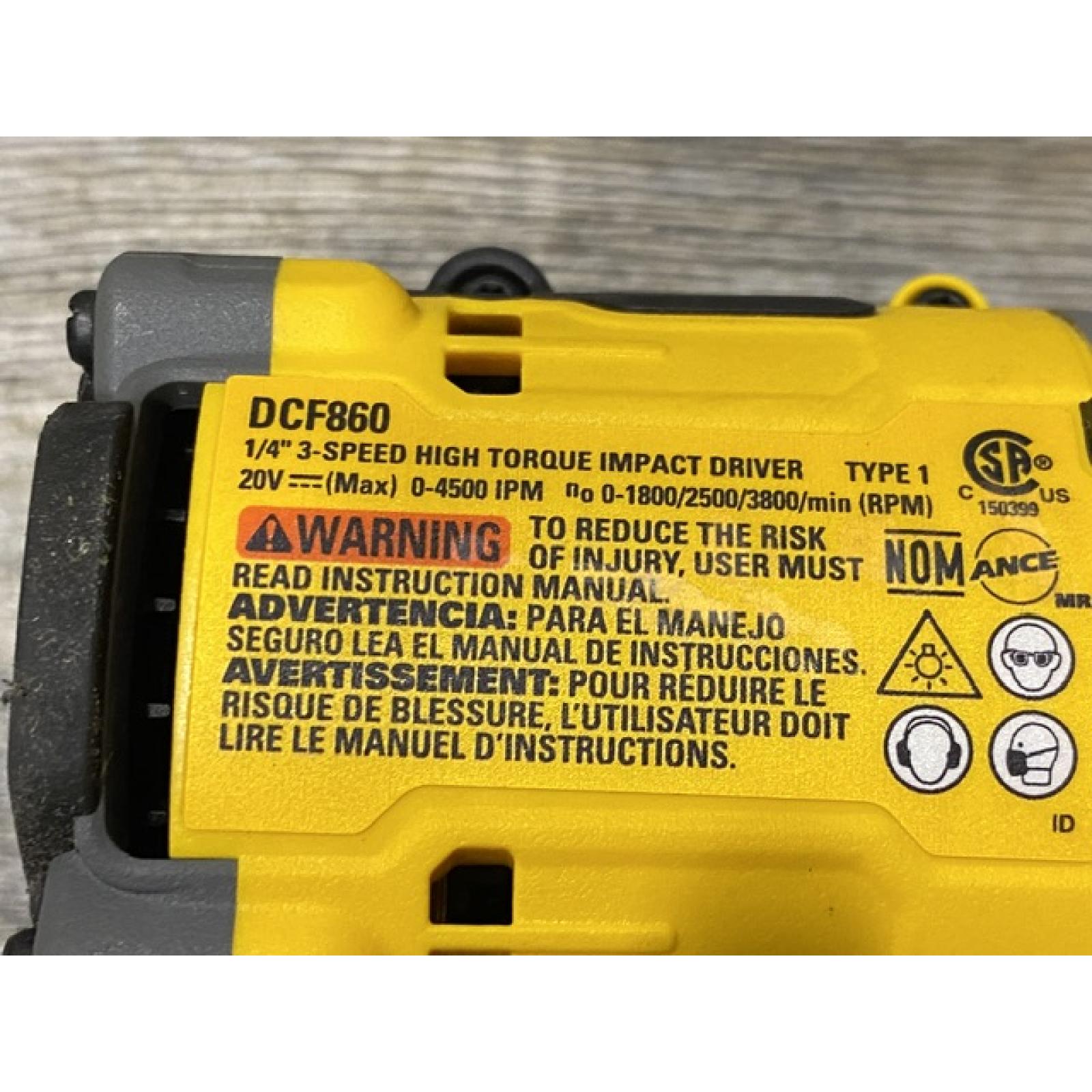 AS-IS DEWALT 20V MAX XR Lithium-Ion Brushless Cordless 3-Speed High Torque 1/4 in. Impact Driver Kit