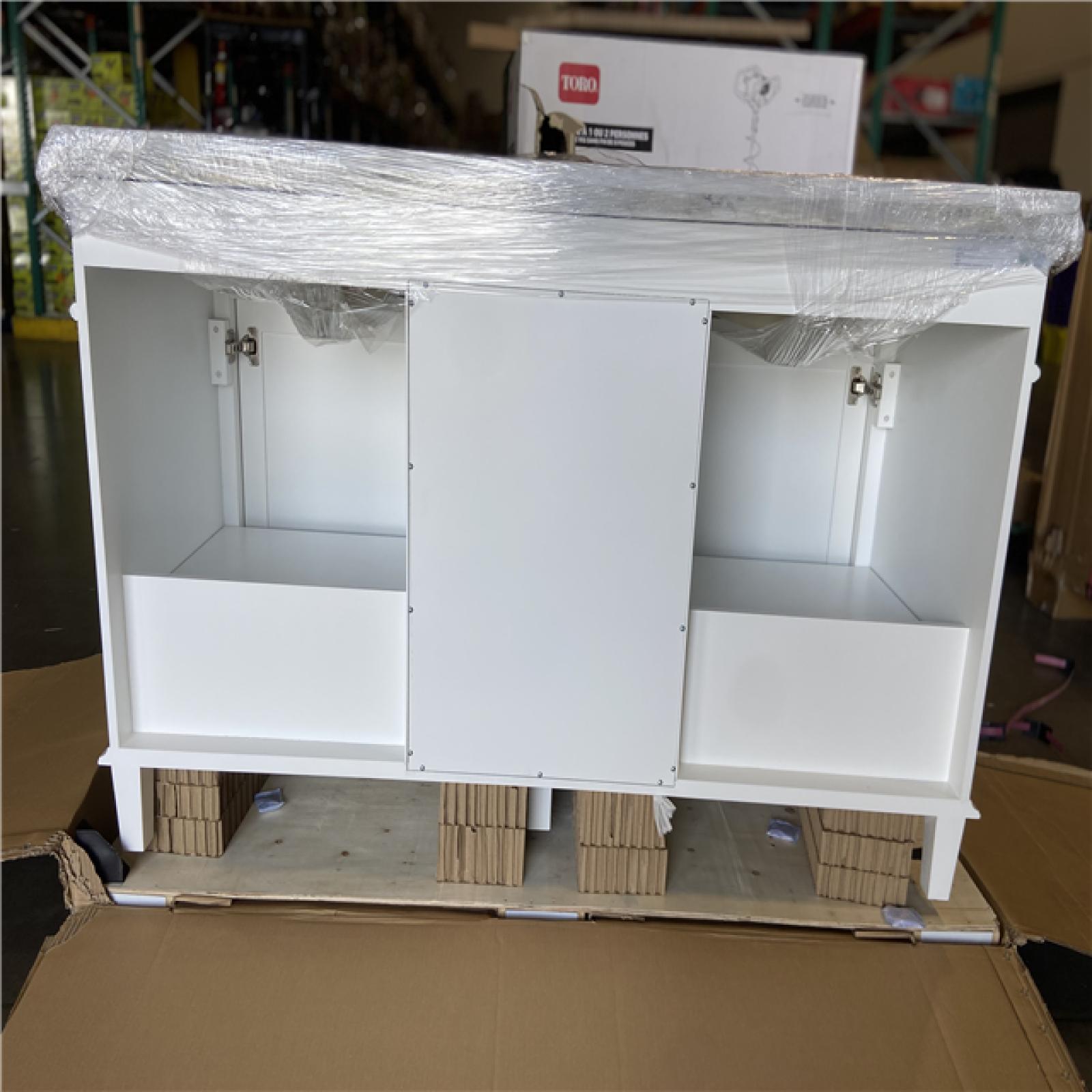 DALLAS LOCATION - Home Decorators Collection Sonoma 60 in. Double Sink White Bath Vanity with Carrara Marble Top (Assembled)