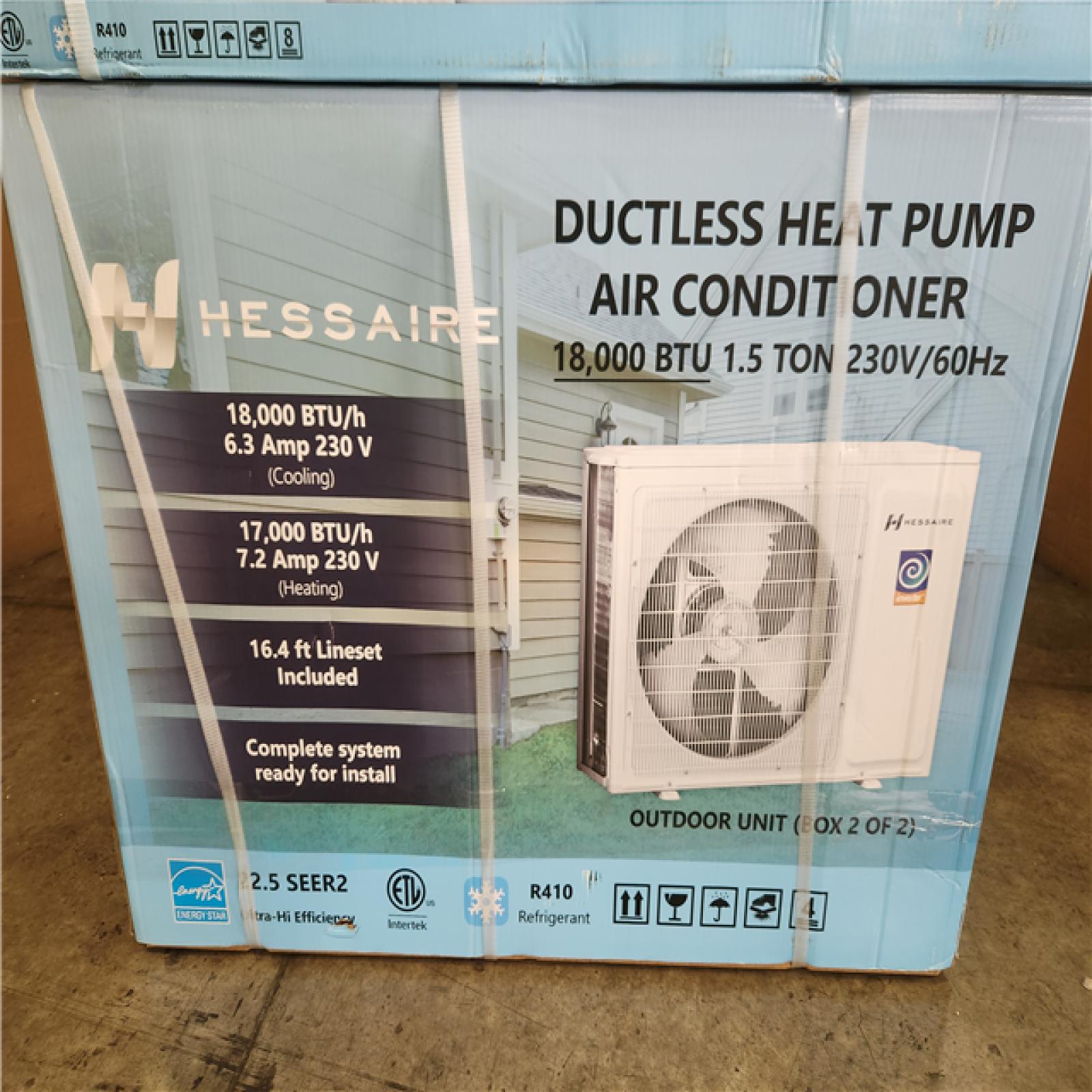 Phoenix NEW Hessaire DIY 21 SEER2 18 000 BTU WiFi 1.5-Ton Ductless Mini Split Air Conditioner  Heat Pump  Variable Speed Inverter-208V/230V (SEALED)