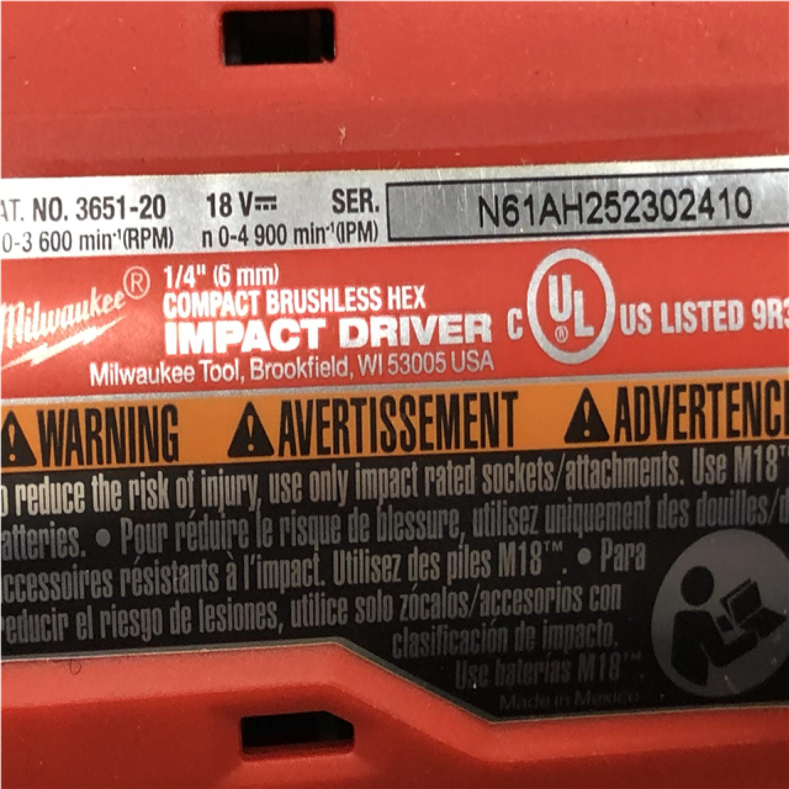 AS-IS - Milwaukee 18-Volt Lithium-Ion Compact Brushless Cordless 1/4 in. Impact Driver Kit
