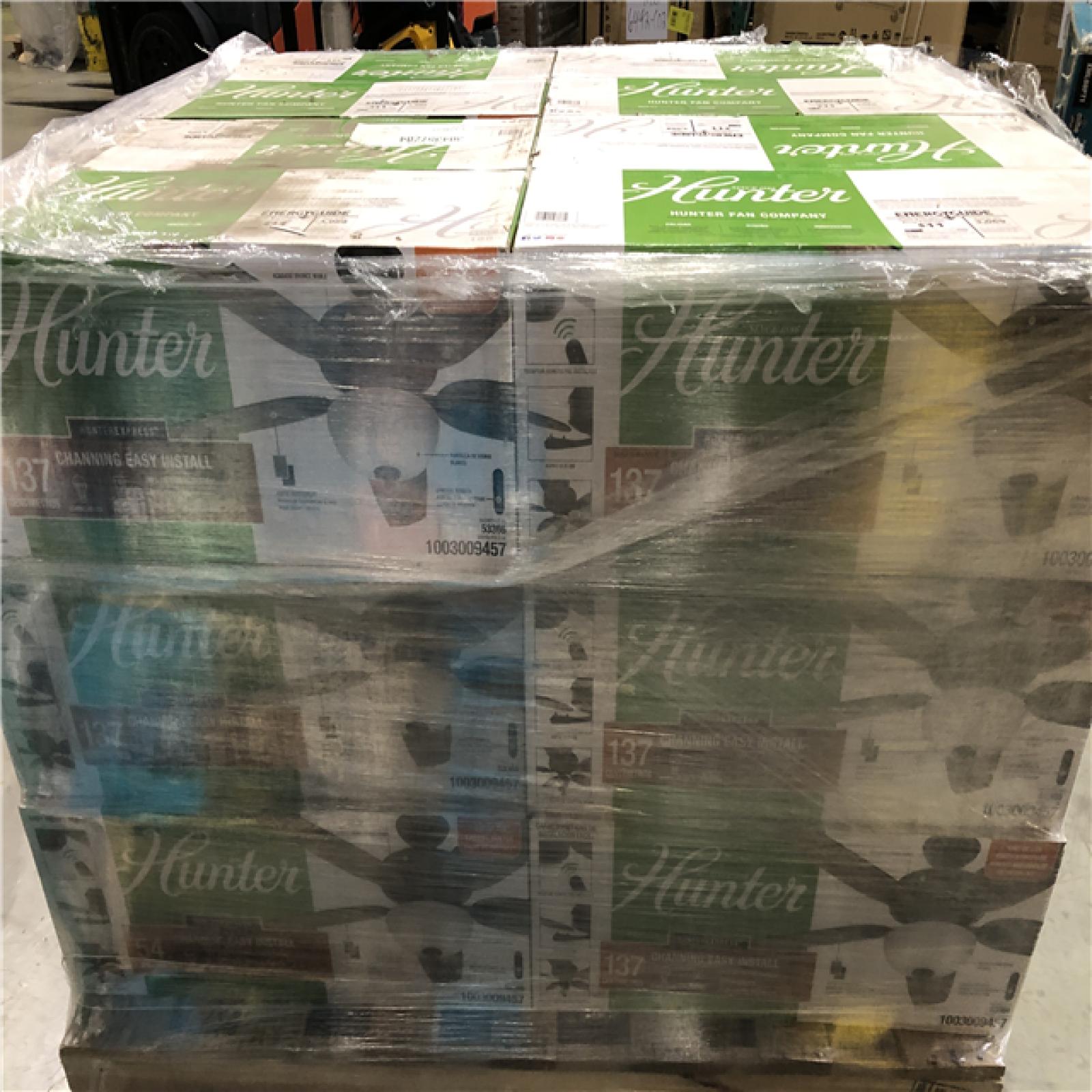 DALLAS LOCATION -NEW! Hunter Channing 54 in. Hunter Express Indoor Noble Bronze Ceiling Fan with Remote and Light Kit Included PALLET-(18 UNITS)