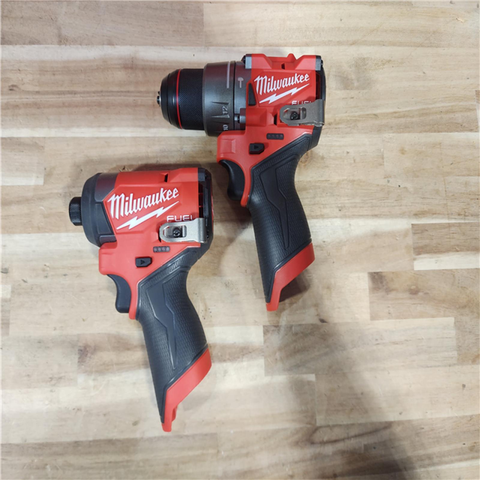 HOUSTON LOCATION - AS-IS Milwaukee FUEL 12-Volt Lithium-Ion Brushless Cordless Hammer Drill and Impact Driver Combo Kit