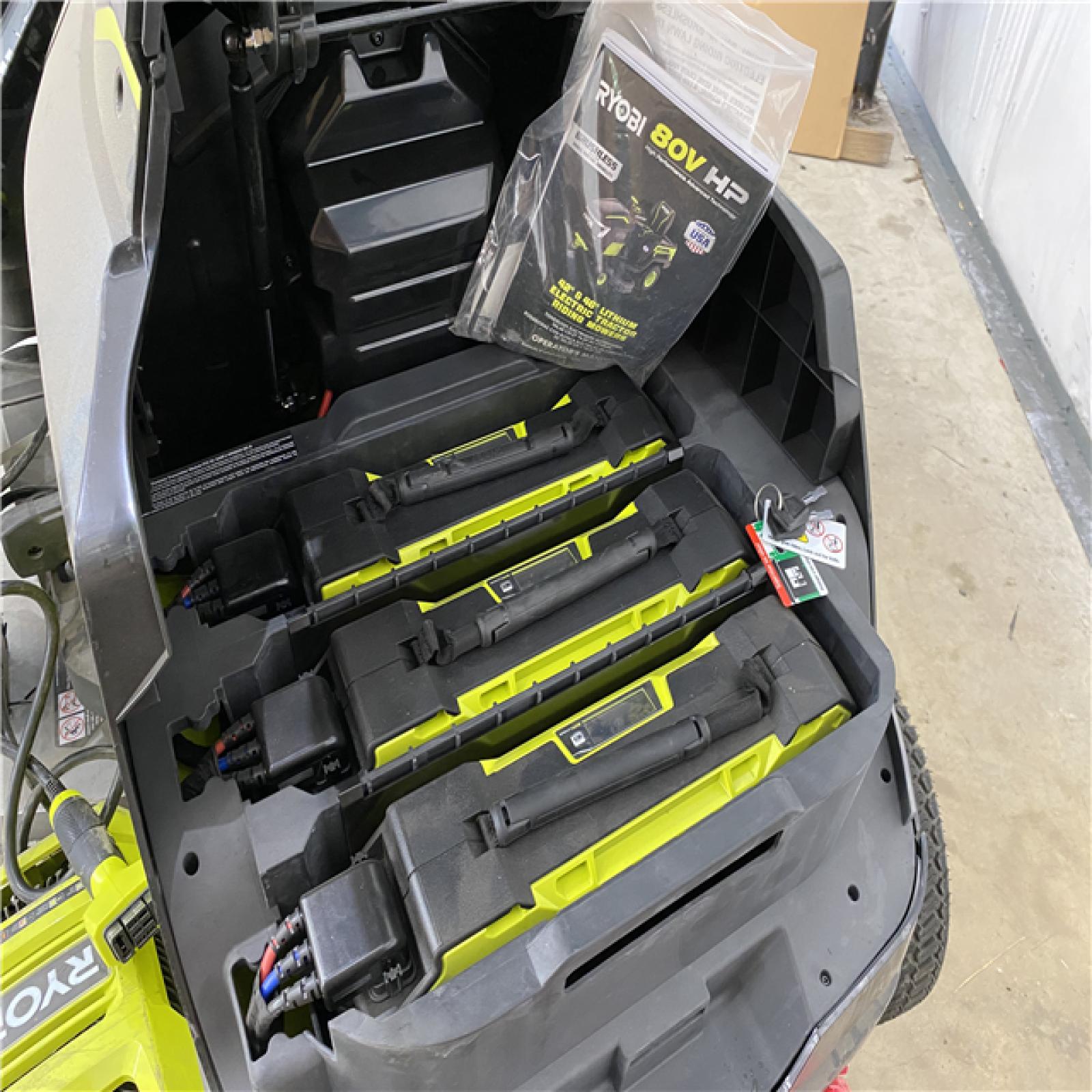 Houston Location AS IS - Ryobi 80v 42in, Cutting Width Riding Mower