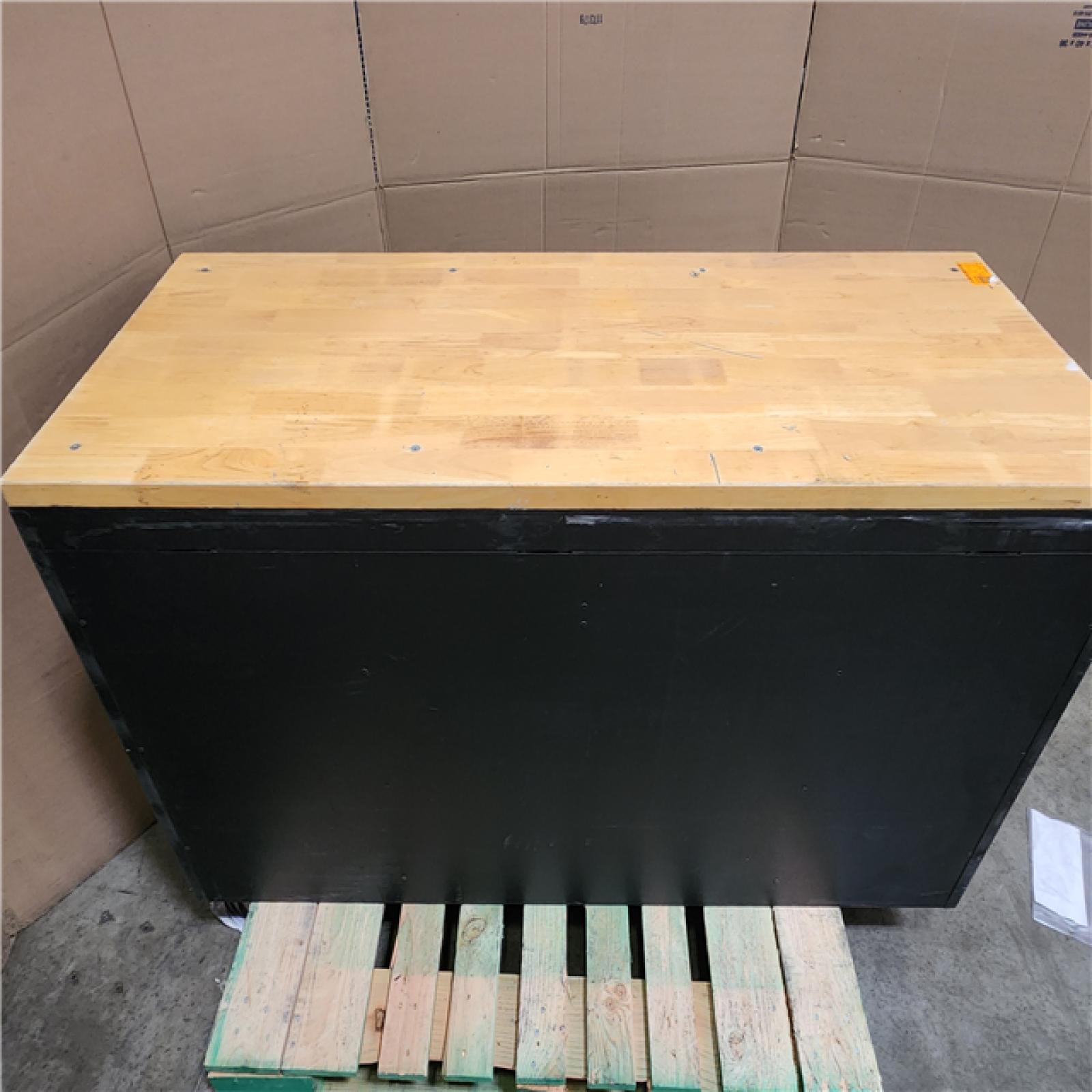 Phoenix LIKE NEW Husky Heavy Duty 61 in. W x 22 in. D 15-Drawer Matte Black Mobile Workbench Cabinet with Solid Wood Top