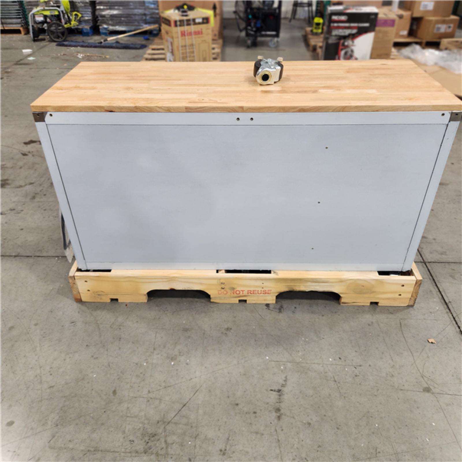 DALLAS LOCATION - Husky  72 in. x 24 in. D Standard Duty 18-Drawer Mobile Workbench Tool Chest with Solid Wood Top in Stainless Steel