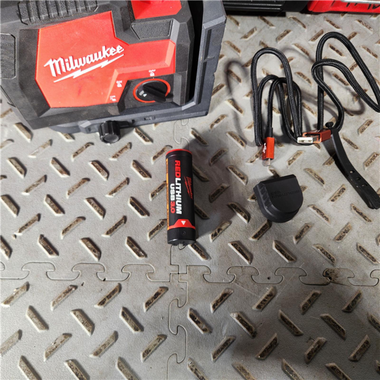 Houston Location - As-IS Milwaukee 3521-21 4V Lithium-Ion Cordless USB Rechargeable Green Beam Cross Line Laser