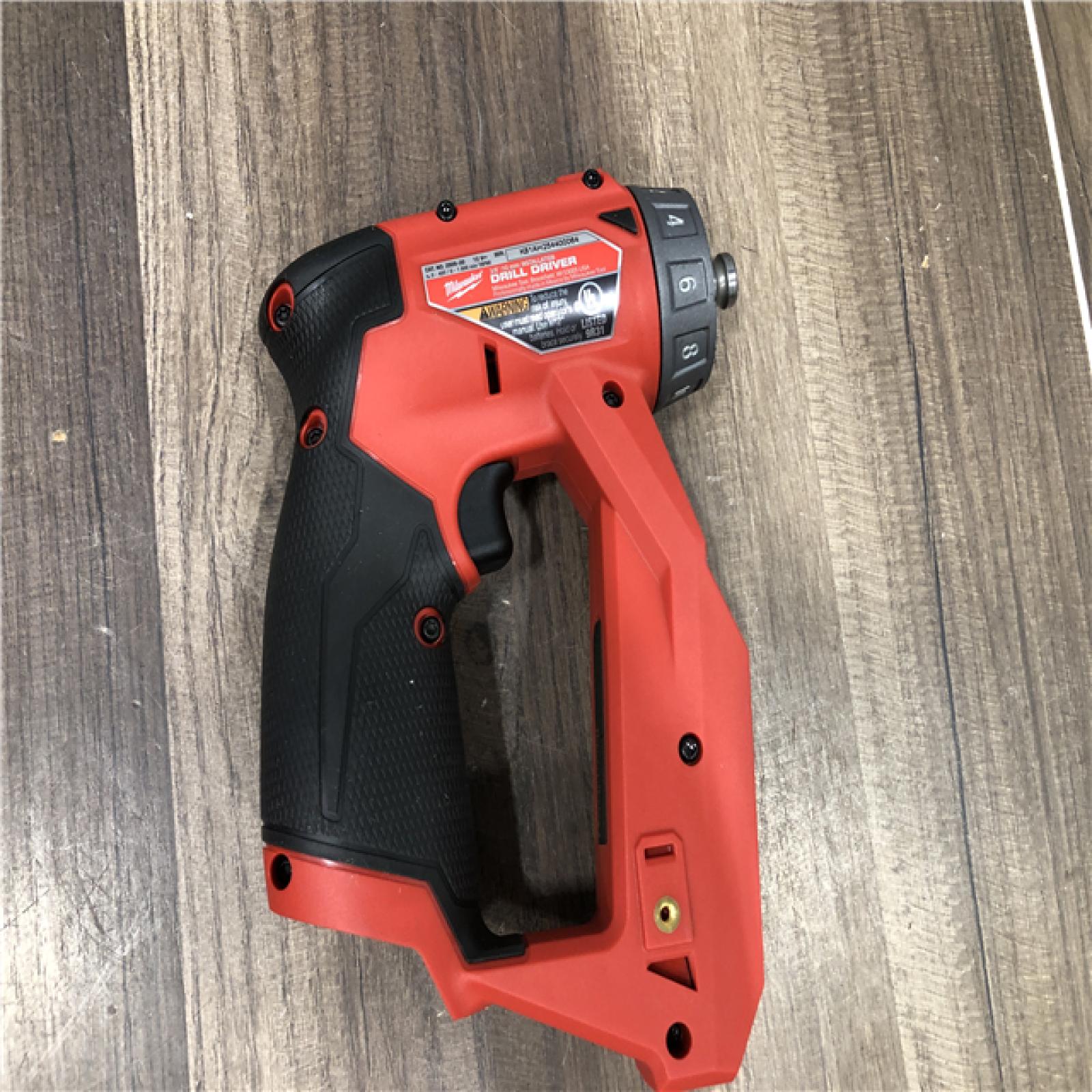 AS-IS Milwaukee FUEL 12V Lithium-Ion Brushless Cordless 4-in-1 Installation 3/8 in. Drill Driver with 4 Tool Head (Tool-Only)