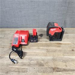 HOUSTON LOCATION - AS-IS Milwaukee Green 125 Ft. Cross Line and Plumb Points Laser Level Kit