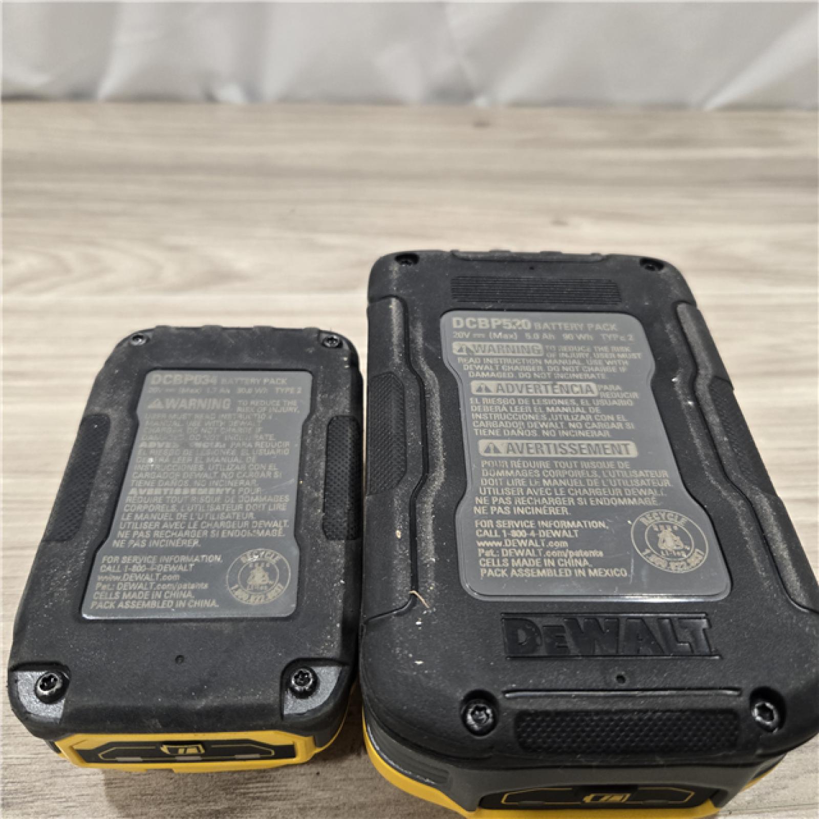 AS-IS Dewalt 20V MAX POWERSTACK Lithium-Ion Batteries and Charger Starter Kit (1.7 Ah/5 Ah) - DCBP315-2C