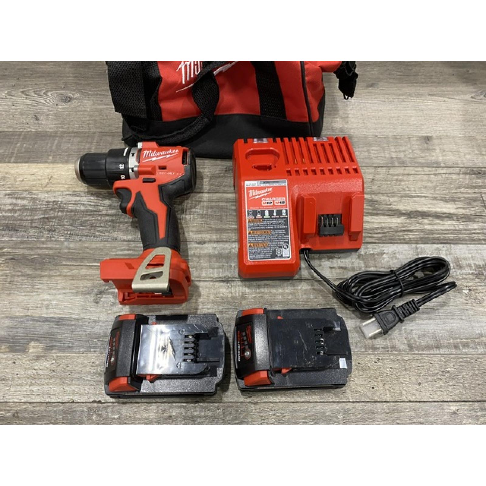 AS-IS Milwaukee 18V Lithium-Ion Brushless Cordless 1/2 in. Compact Hammer Drill/Driver Kit