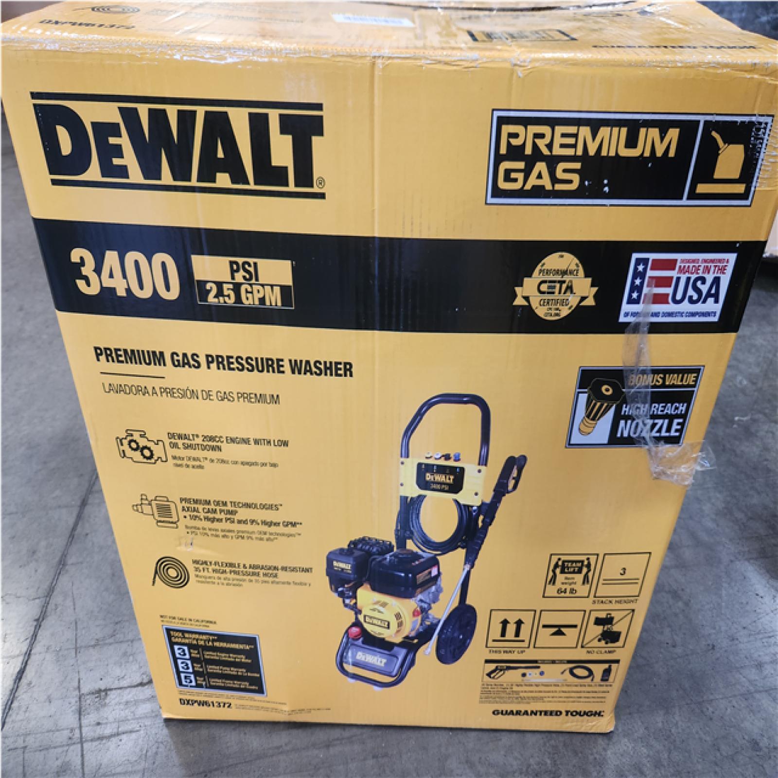 Phoenix NEW DEWALT 3400 PSI 2.5 GPM Gas Cold Water Pressure Washer with DeWalt 210 Engine