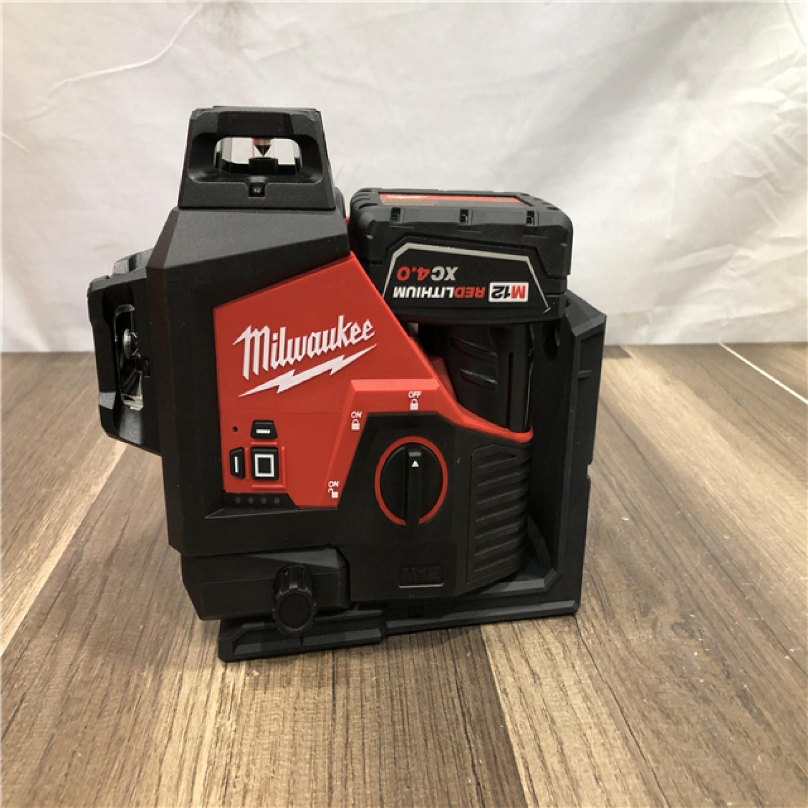 AS-IS Milwaukee 12-Volt Lithium-Ion Cordless Green 250 ft. 3-Plane Laser Level Kit