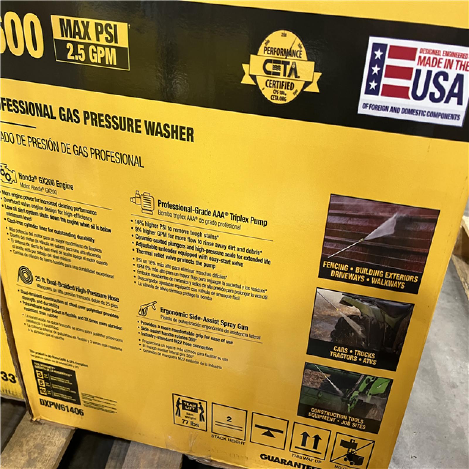 Dallas Location - As-Is DEWALT 3600 PSI 2.5 GPM Gas Pressure Washer