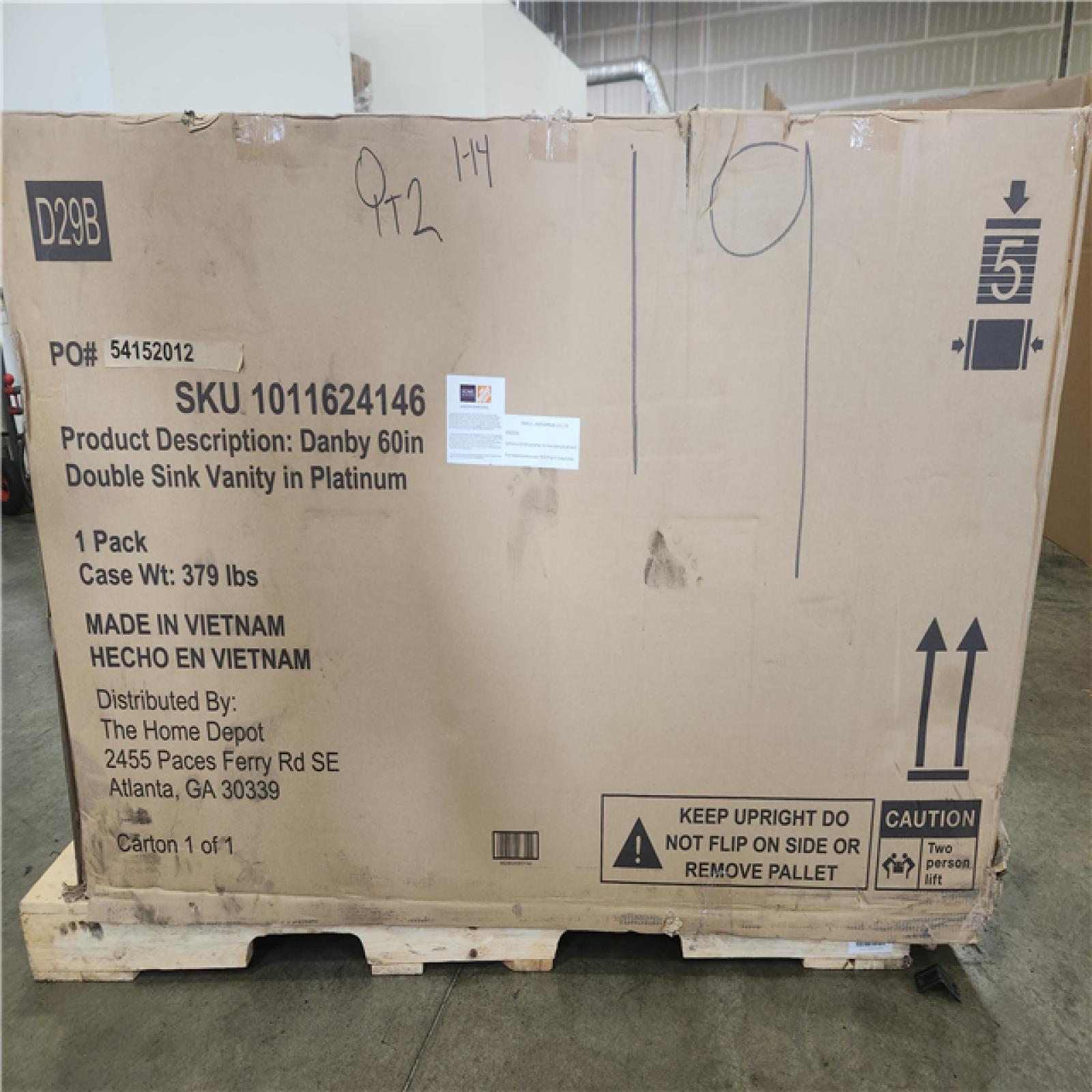 Phoenix NEW Home Decorators Collection Danby 60 in. Double Sink Platinum Oak Bath Vanity with White Engineered Marble Top (Assembled)