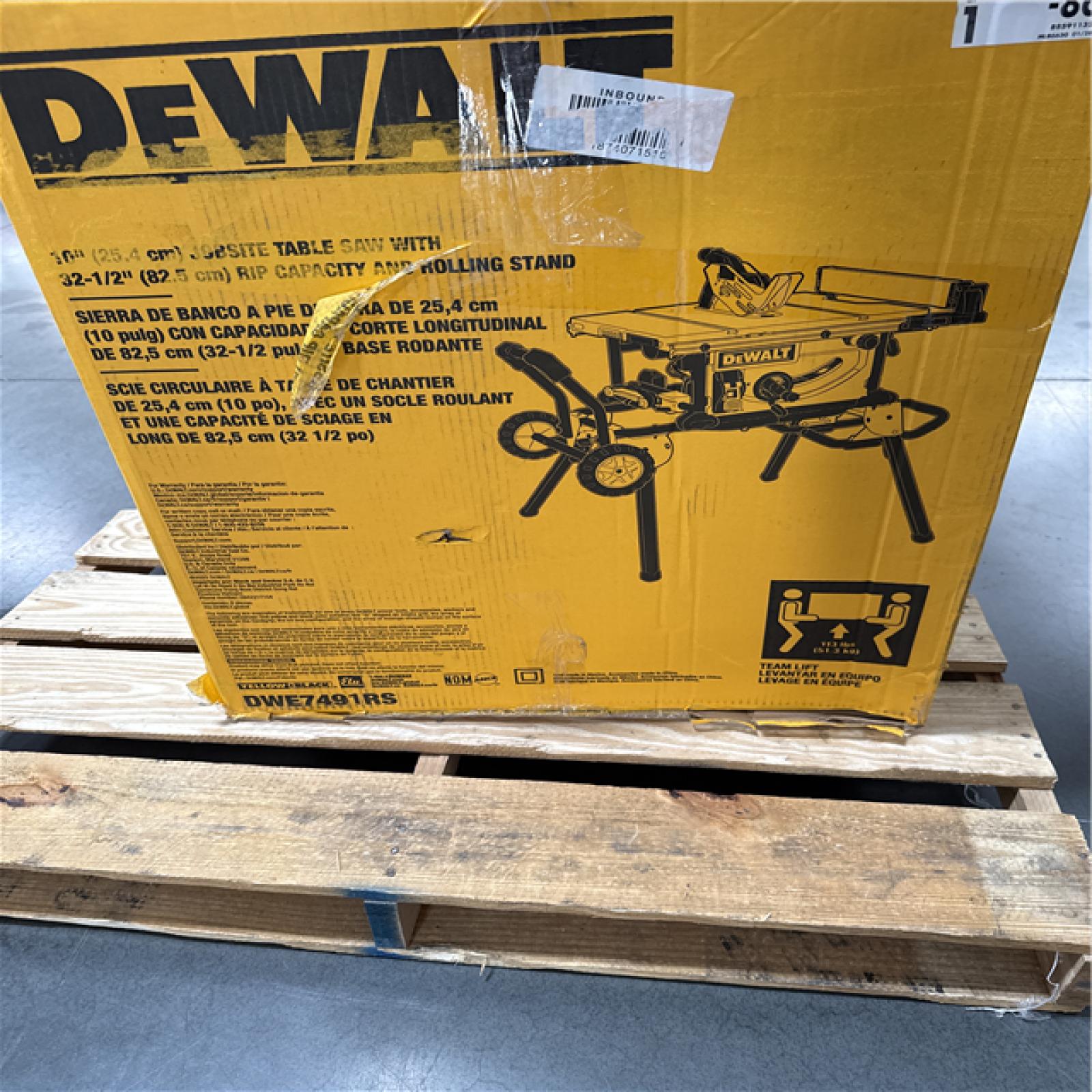 CALIFORNIA AS-IS DeWalt 10 Jobsite Table Saw with Rolling Stand