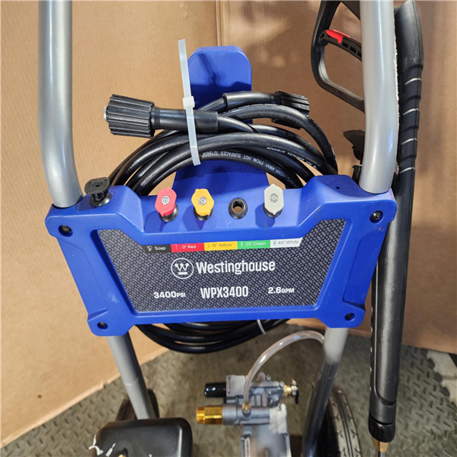 HOUSTON LOCATION - AS-IS Westinghouse 3400-PSI  2.5-GPM Gas Pressure Washer with 5 Nozzles & Soap Tank
