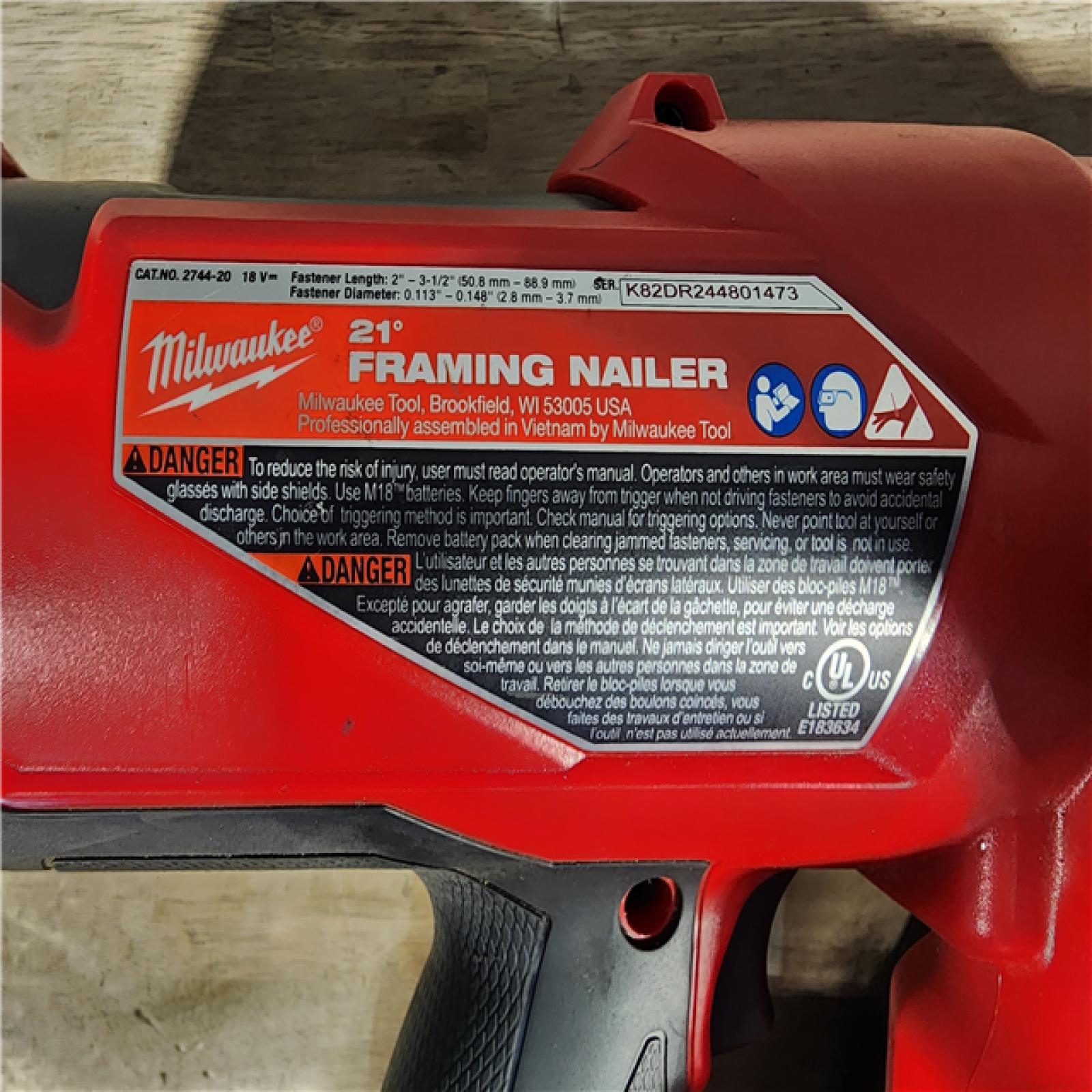 HOUSTON LOCATION - AS-IS Milwaukee 2744-20 M18 FUEL 3-1/2 in. 18-Volt 21-Degree Lithium-Ion Brushless Cordless Framing Nailer (Tool-Only)