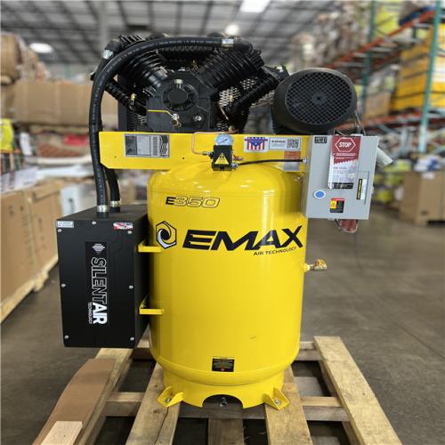 DALLAS LOCATION- AS-IS - EMAX Industrial Silent Air 10 HP, 2-Stage, 80-Gallon Vertical Air Compressor