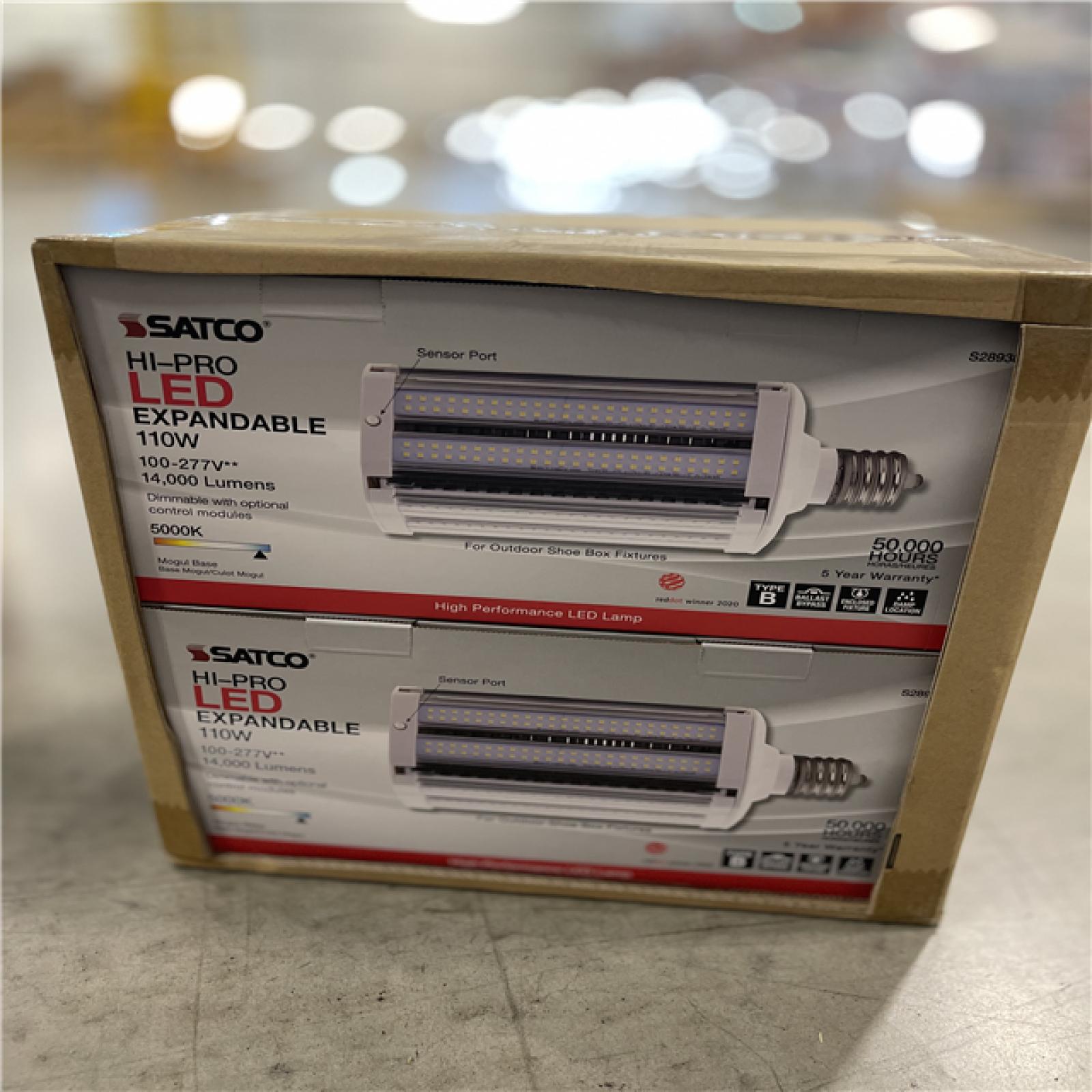 NEW! - Satco 110w LED Hi-lumen Shoe Box Style Lamp Fixture 5000K Mogul Base 100-277V