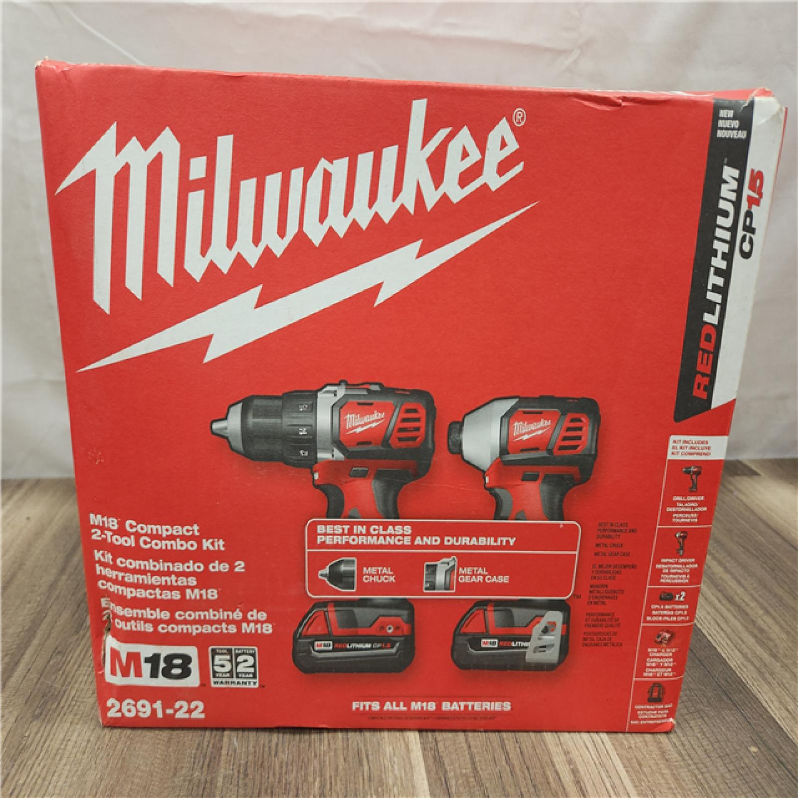 NEW- Milwaukee 18V Cordless Brushed 2-Tool Drill/Driver and Impact Driver Kit