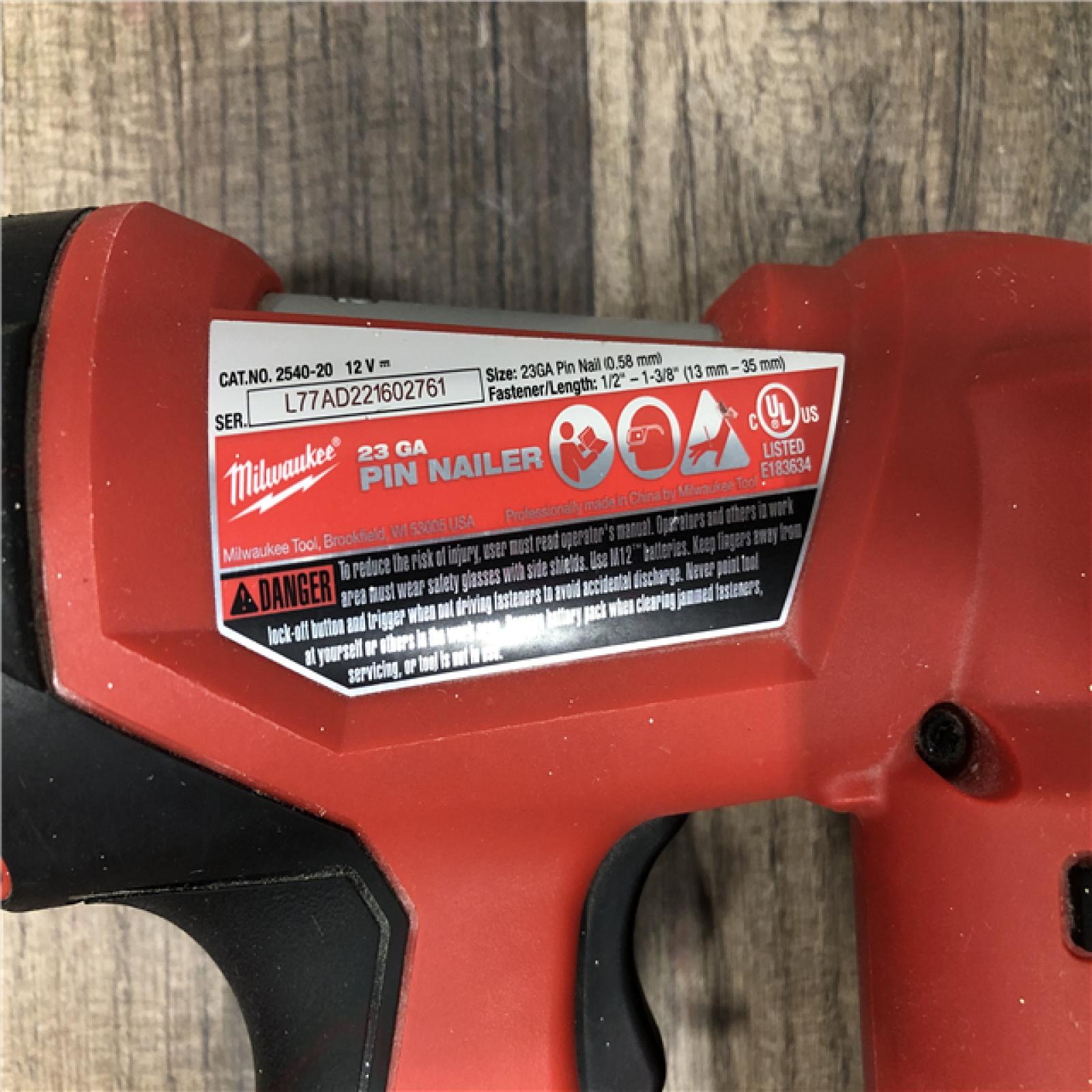 AS-IS Milwaukee 12-Volt 23-Gauge Lithium-Ion Cordless Pin Nailer (Tool-Only)