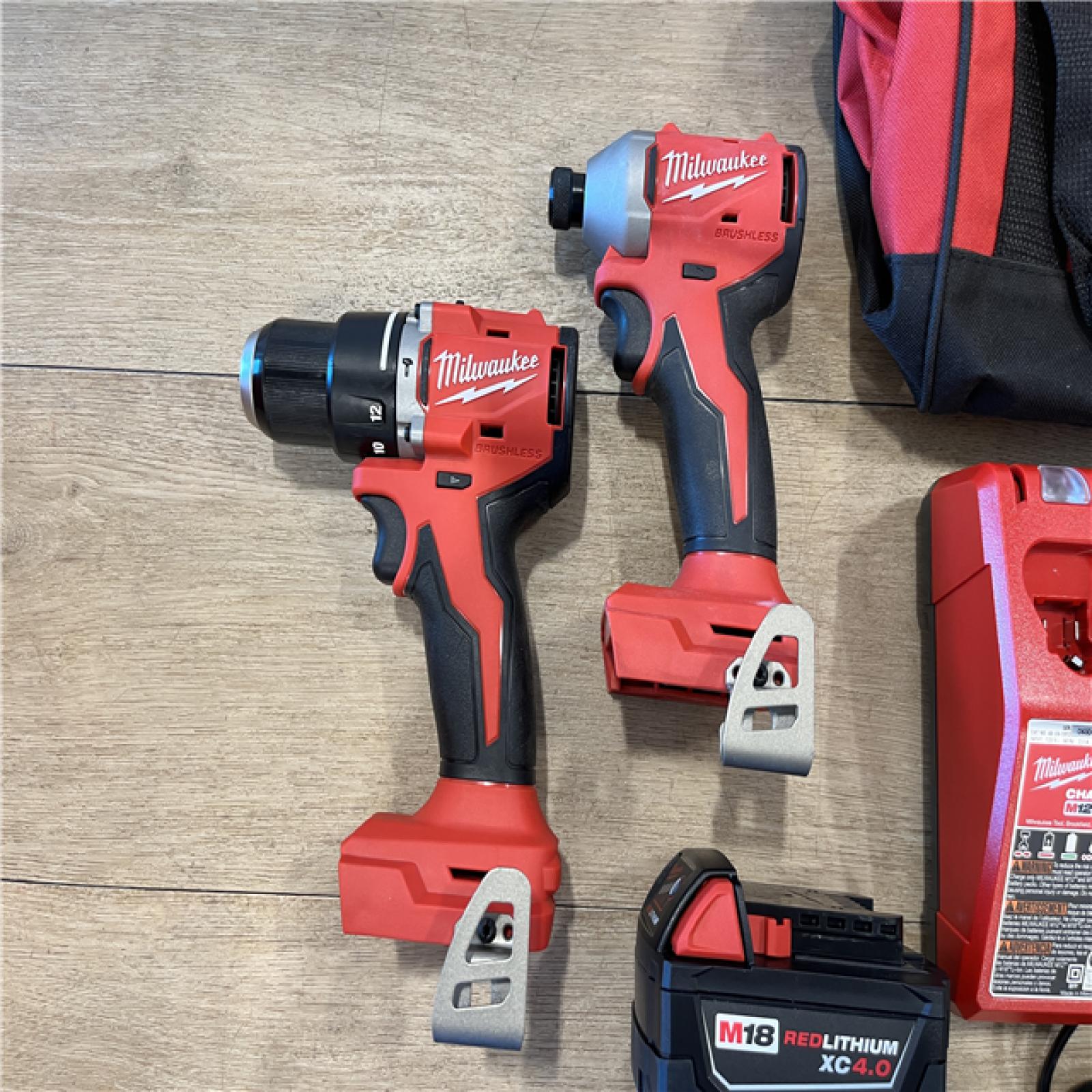 AS-IS Milwaukee 18-Volt Lithium-Ion Brushless Cordless Compact Hammer Drill/Impact Combo Kit