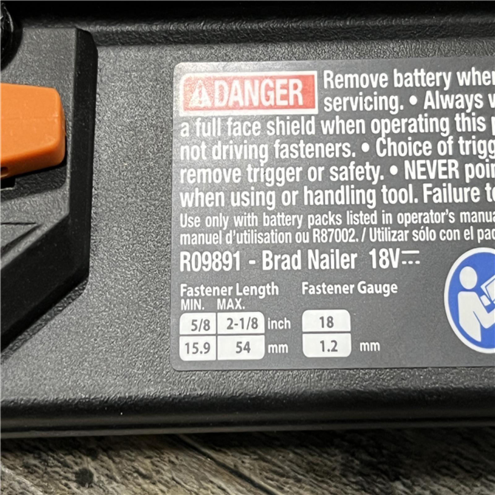 AS-IS RIDGID 18V Brushless Cordless 18-Gauge 2-1/8 in. Brad Nailer (Tool Only)