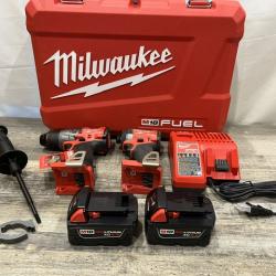 AS-IS Milwaukee FUEL 18V Lithium-Ion Brushless Cordless Hammer Drill and Impact Driver Combo Kit