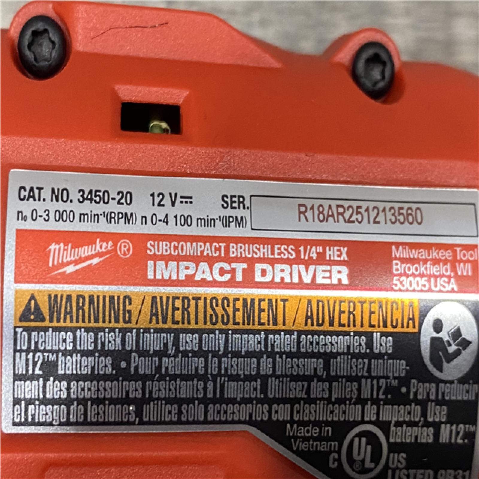 AS-IS Milwaukee 12-Volt Lithium-Ion Compact Brushless Cordless 1/4 in. Impact Driver Kit