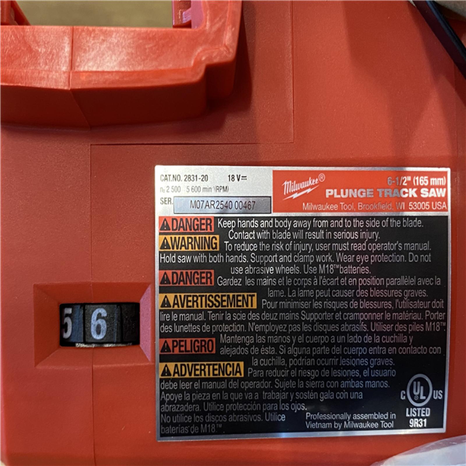 AS-IS Milwaukee FUEL 18V Lithium-Ion Cordless Brushless 6-1/2 in. Plunge Cut Track Saw (Tool-Only)