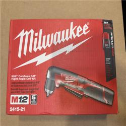 NEW! - MILWAUKEE M12 12V Lithium-Ion 3/8 in. Cordless Right Angle Drill Lithium-Ion Starter Kit - (10 UNITS)