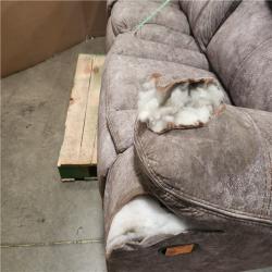 Phoenix AS-IS Lazzara Austin 87.5 in. W Straight Arm Microfiber Rectangle Manual Reclining Sofa in Brown