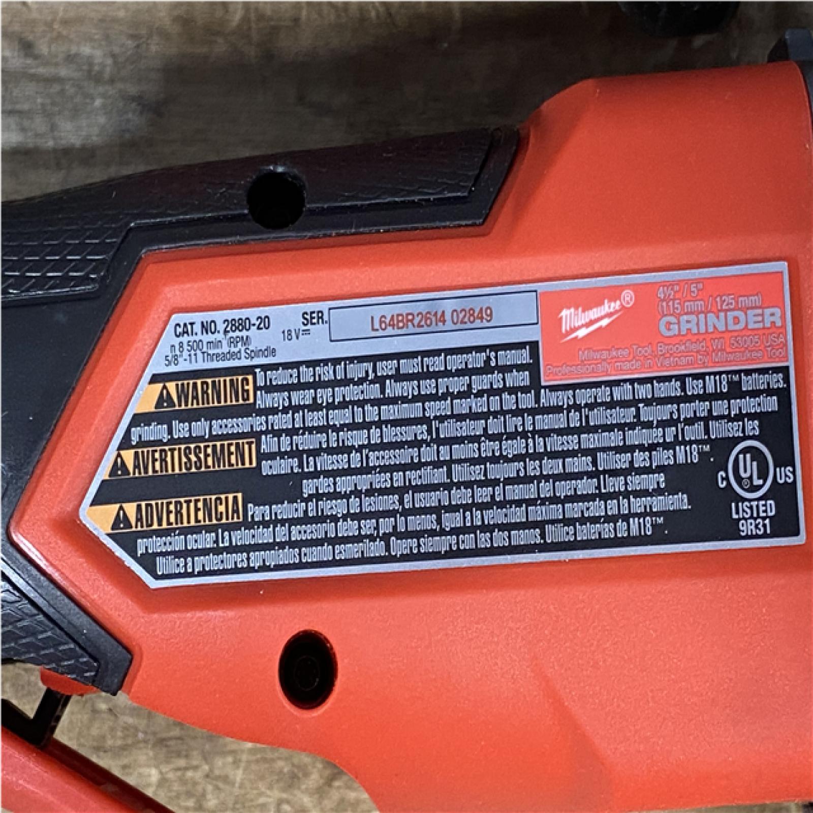 Houston Location AS-IS Milwaukee FUEL 18V Lithium-Ion Brushless Cordless 4-1/2 in./5 in. Grinder w/Paddle Switch (Tool-Only)